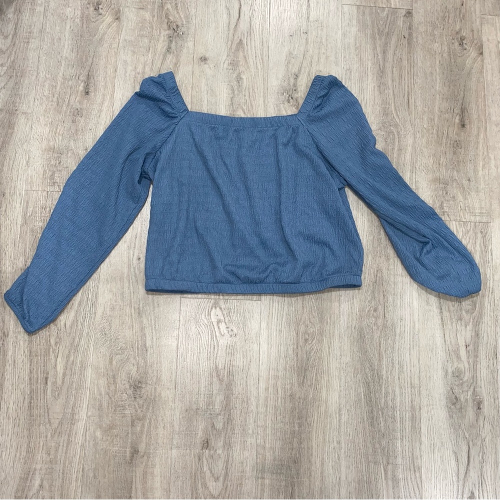 Kids IZ Byer Blue Off Shoulder Crop Long Sleeve Size XXL(18)